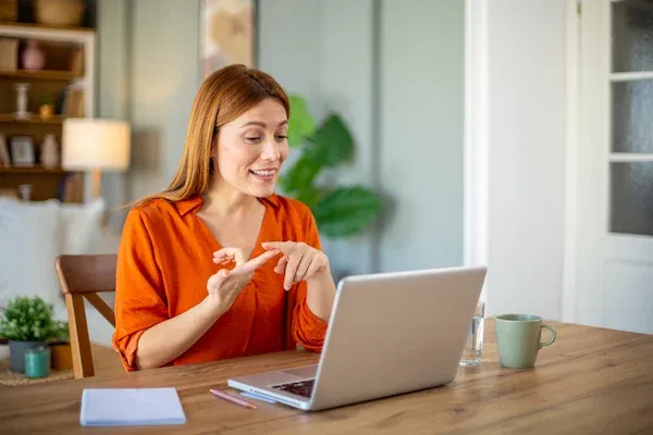 Female teacher explaining the steps during video call